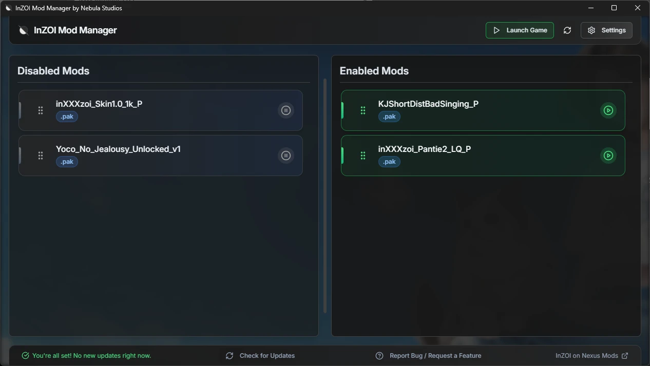 InZoi Mod Manager - Mod manager interface